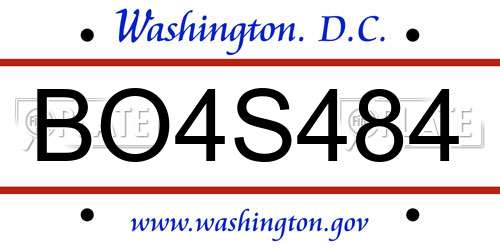 BO4S484 District Of Columbia License Plate