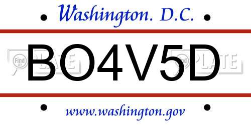 BO4V5D District Of Columbia License Plate
