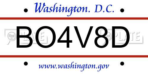 BO4V8D District Of Columbia License Plate