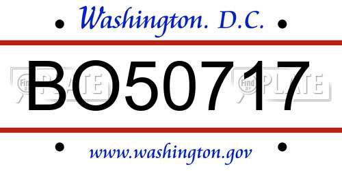 BO50717 District Of Columbia License Plate