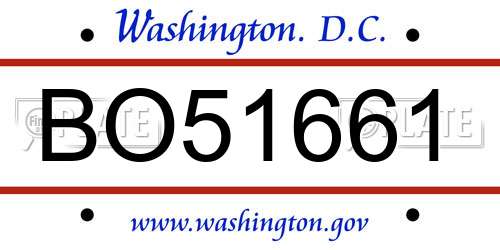 BO51661 District Of Columbia License Plate
