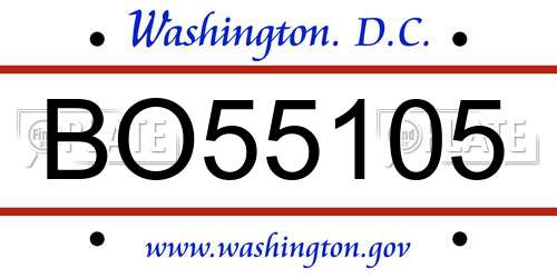 BO55105 District Of Columbia License Plate