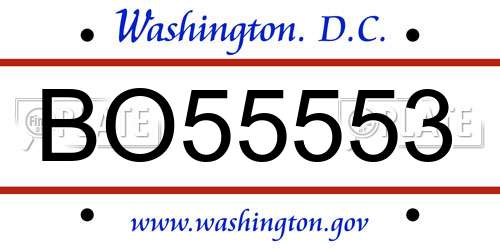 BO55553 District Of Columbia License Plate