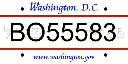 BO55583 District Of Columbia License Plate