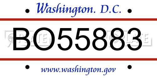 BO55883 District Of Columbia License Plate