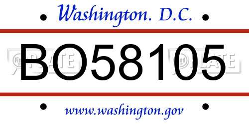 BO58105 District Of Columbia License Plate