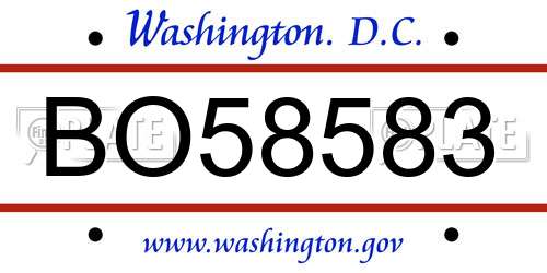 BO58583 District Of Columbia License Plate