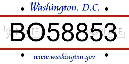 BO58853 District Of Columbia License Plate