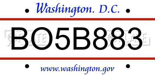 BO5B883 District Of Columbia License Plate