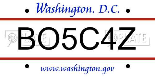 BO5C4Z District Of Columbia License Plate
