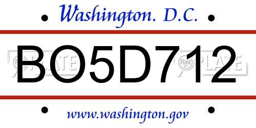 BO5D712 District Of Columbia License Plate