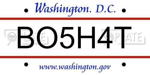 BO5H4T District Of Columbia License Plate