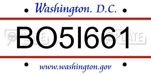 BO5I661 District Of Columbia License Plate