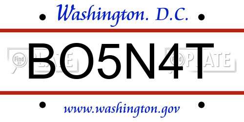 BO5N4T District Of Columbia License Plate