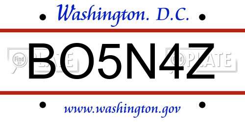 BO5N4Z District Of Columbia License Plate