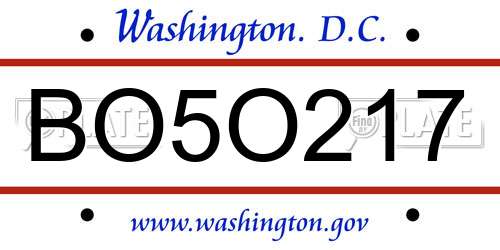 BO5O217 District Of Columbia License Plate