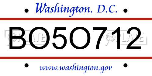 BO5O712 District Of Columbia License Plate