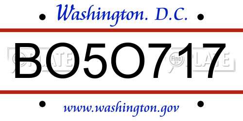 BO5O717 District Of Columbia License Plate
