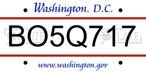 BO5Q717 District Of Columbia License Plate
