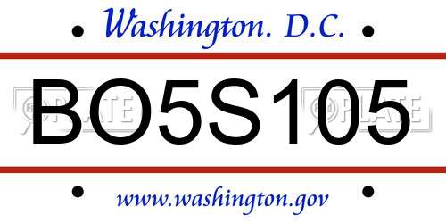 BO5S105 District Of Columbia License Plate