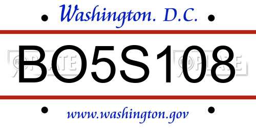 BO5S108 District Of Columbia License Plate