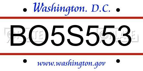 BO5S553 District Of Columbia License Plate