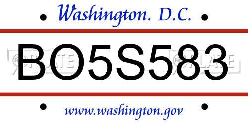 BO5S583 District Of Columbia License Plate