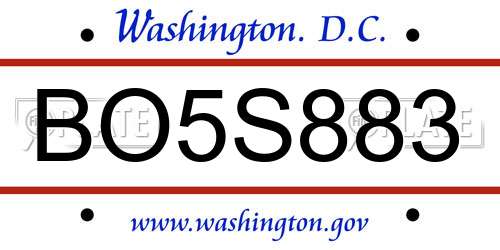 BO5S883 District Of Columbia License Plate