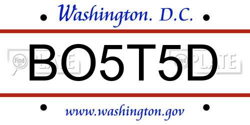 BO5T5D District Of Columbia License Plate