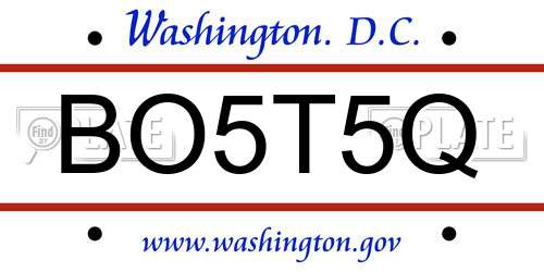 BO5T5Q District Of Columbia License Plate