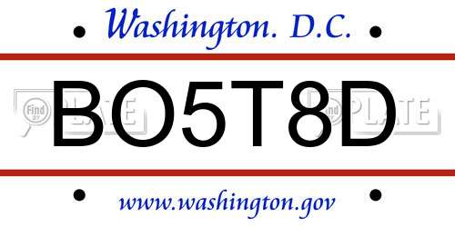 BO5T8D District Of Columbia License Plate