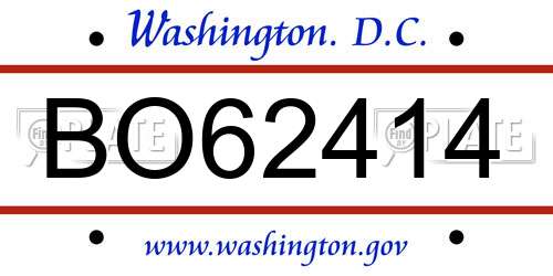 BO62414 District Of Columbia License Plate