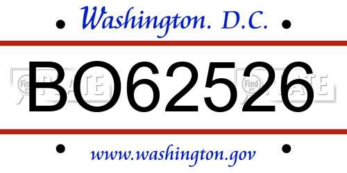 BO62526 District Of Columbia License Plate