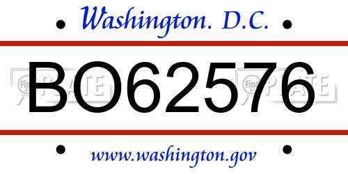 BO62576 District Of Columbia License Plate