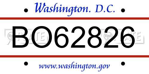BO62826 District Of Columbia License Plate