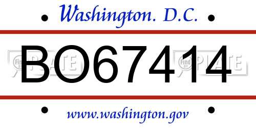 BO67414 District Of Columbia License Plate