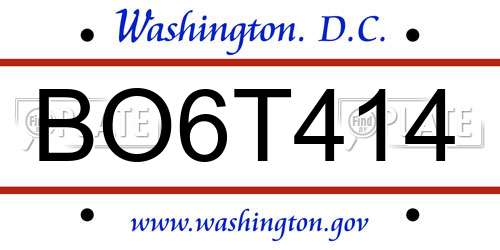 BO6T414 District Of Columbia License Plate