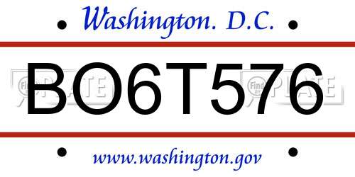 BO6T576 District Of Columbia License Plate