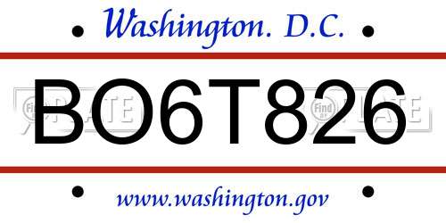 BO6T826 District Of Columbia License Plate