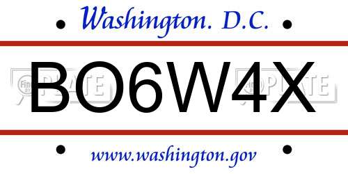 BO6W4X District Of Columbia License Plate