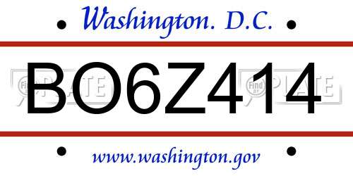 BO6Z414 District Of Columbia License Plate