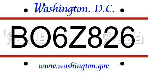 BO6Z826 District Of Columbia License Plate