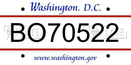 BO70522 District Of Columbia License Plate