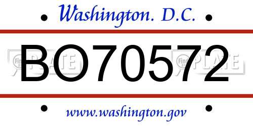 BO70572 District Of Columbia License Plate