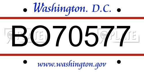 BO70577 District Of Columbia License Plate