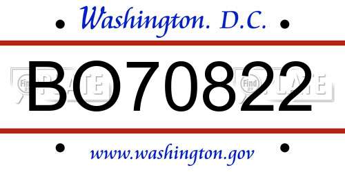 BO70822 District Of Columbia License Plate