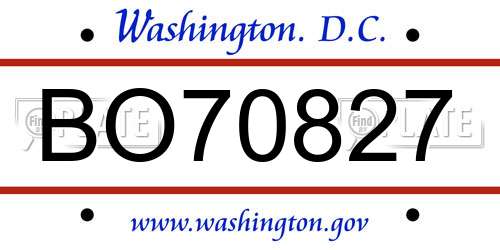 BO70827 District Of Columbia License Plate