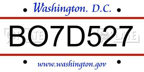 BO7D527 District Of Columbia License Plate