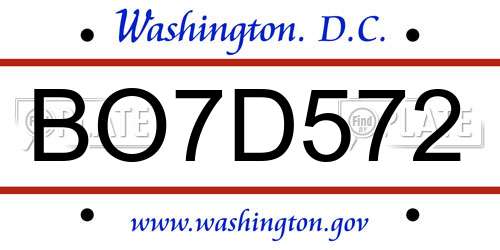 BO7D572 District Of Columbia License Plate