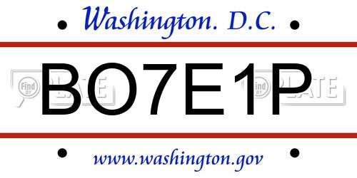 BO7E1P District Of Columbia License Plate